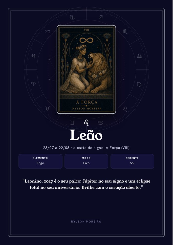 Abertura do signo de Leão, com a carta A Força
